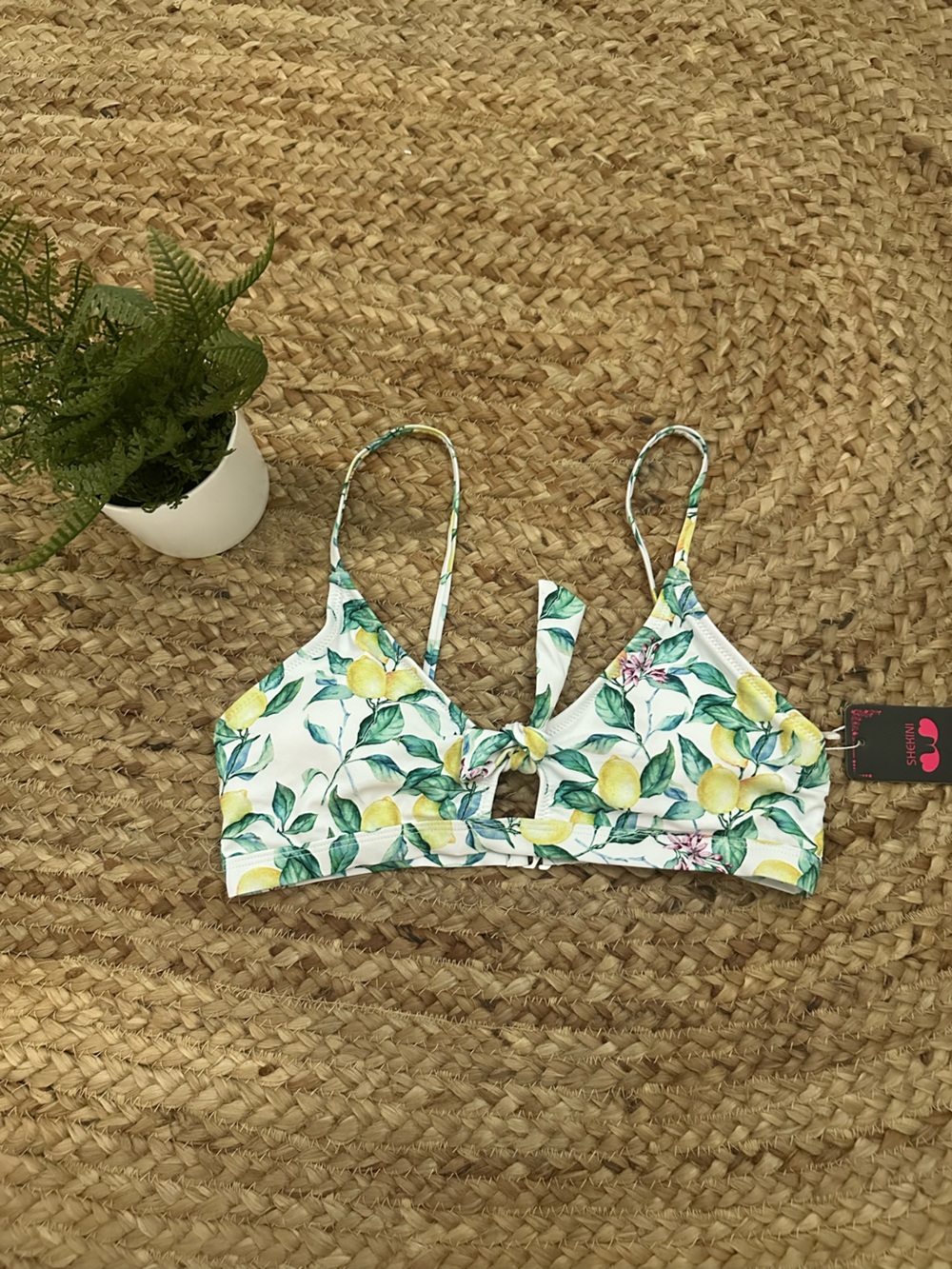 NWT LEMON PRINT BIKINI TOP